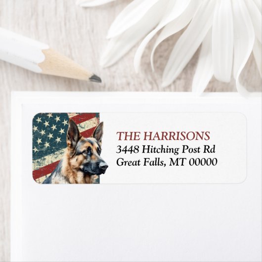 米国グランジ国旗ドイツの羊飼い差出人住所 ラベル (インサイチュ)