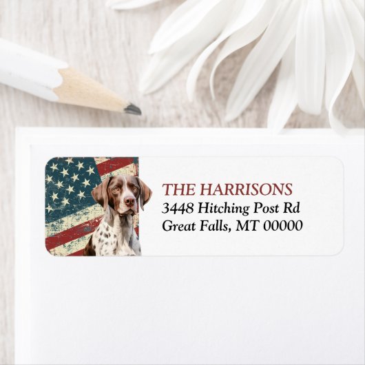 米国グランジ国旗ドイツ短照式指針犬 ラベル (インサイチュ)