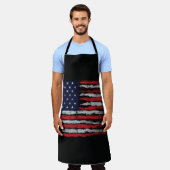 米国グランジ国旗 エプロン (着用した状態)