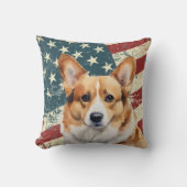 米国グランジ国旗Corgi Dog クッション (正面)