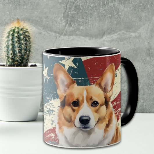 米国グランジ国旗Corgi Dog マグカップ