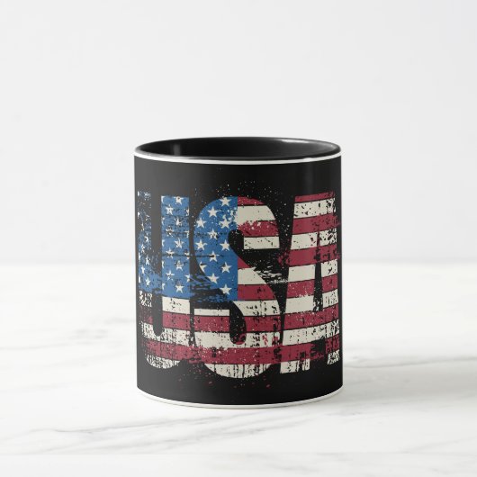 米国グランジ文字デザイン国旗 マグカップ (中央)