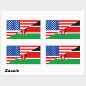 米国ケニア国半旗アメリカのシンボル 長方形シール (シート)