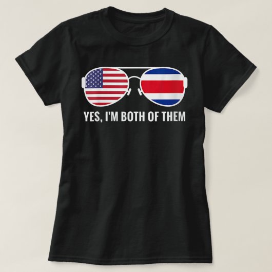 米国コスタリカ国旗サングラスコスタリカアメリカ Tシャツ (デザイン正面)