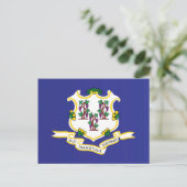 米国コネチカット州の州旗 ポストカード (スタンド正面)