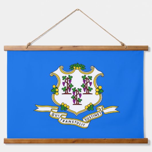 米国コネチカット州旗を持つウォールタペストリー 吊り下げ型タペストリー (正面)