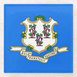 米国コネチカット州旗を持つガラスコースター ガラスコースター