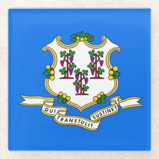 米国コネチカット州旗を持つガラスコースター ガラスコースター (正面)