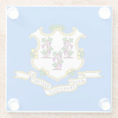 米国コネチカット州旗を持つガラスコースター ガラスコースター (裏面)