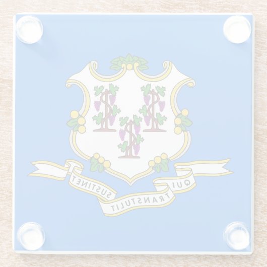 米国コネチカット州旗を持つガラスコースター ガラスコースター (裏面)