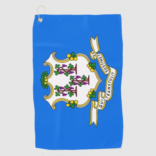 米国コネチカット州旗を持つゴルフタオル ゴルフタオル (正面)