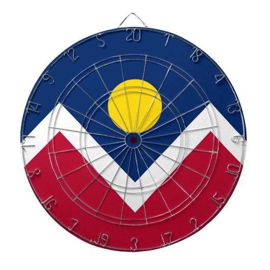 米国コロラド州デンバー州旗を掲げたダーツボード ダーツボード (正面)