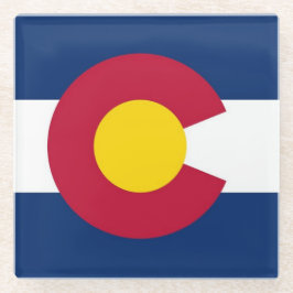 米国コロラド州旗を持つガラスコースター ガラスコースター