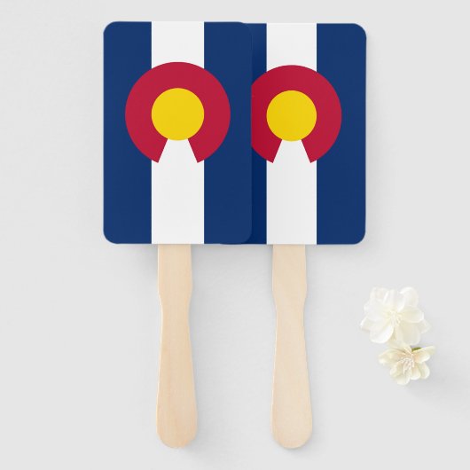 米国コロラド州旗を持つハンドファンのセット ハンドファン (正面&裏面)