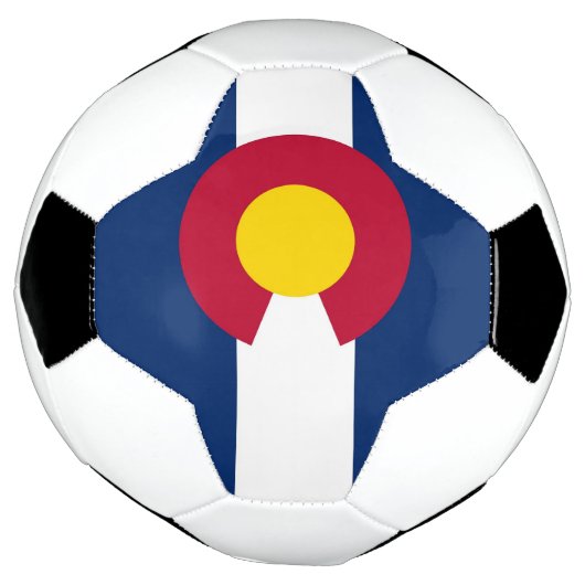 米国コロラド州旗を掲げる愛国的サッカーボール サッカーボール (回転)