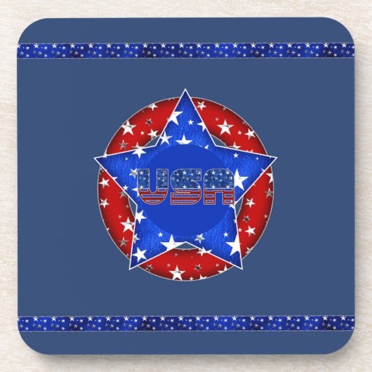 米国コースターレッド、ホワイト、ブルー、スター コースター (正面)