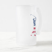 米国ゴルフアメリカ国旗のゴルファー フロストグラスビールジョッキ (正面右)