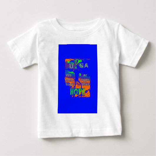 米国サイケデリック希望: 青い統一アート ベビーTシャツ (正面)