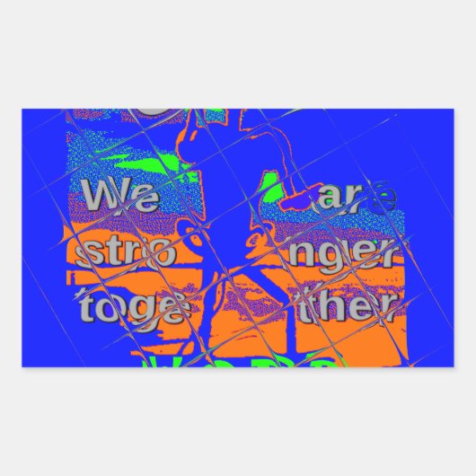 米国サイケデリック希望: 青い統一アート 長方形シール (正面)