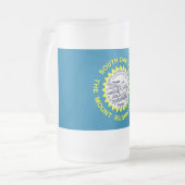 米国サウスダコタ州旗を持つ曇りガラス製マグ フロストグラスビールジョッキ (正面左)