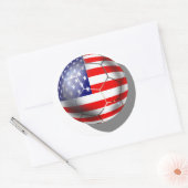 米国サッカーチームのファンがスターとストライプフラッグボール ラウンドシール (封筒)