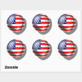 米国サッカーチームのファンがスターとストライプフラッグボール ラウンドシール (シート)