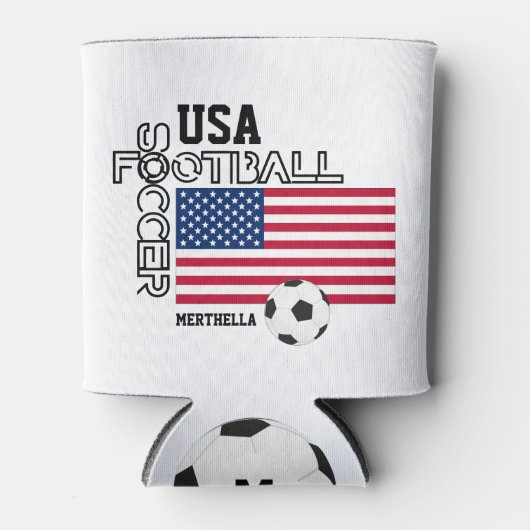 米国サッカーパーソナライズされたサッカー 缶クーラー (正面)
