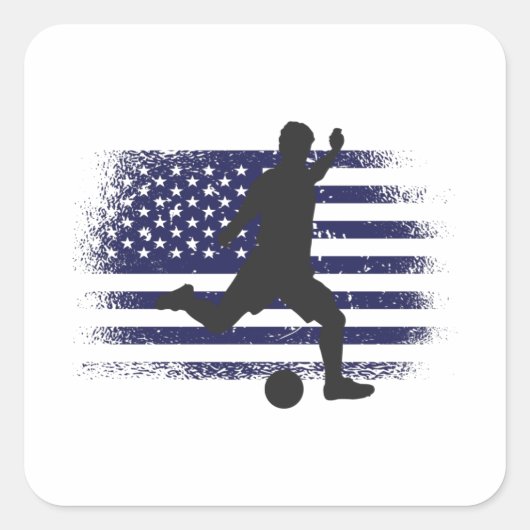米国サッカーファンジャージーシャツアメリカ国旗 スクエアシール (正面)