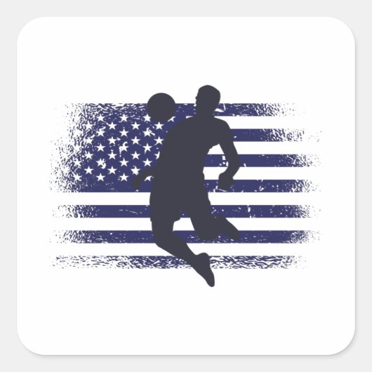 米国サッカーファンジャージーシャツアメリカ国旗 スクエアシール (正面)