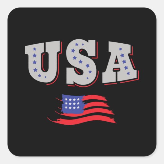米国サッカーファンジャージーシャツアメリカ国旗 スクエアシール (正面)