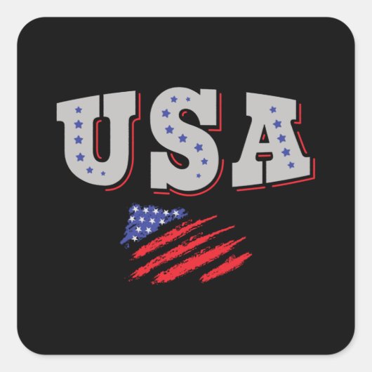 米国サッカーファンジャージーシャツアメリカ国旗 スクエアシール (正面)