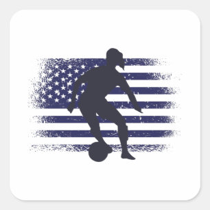米国サッカーファンジャージーシャツアメリカ国旗 スクエアシール