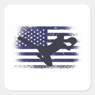 米国サッカーファンジャージーシャツアメリカ国旗 スクエアシール