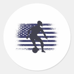 米国サッカーファンジャージーシャツアメリカ国旗 ラウンドシール