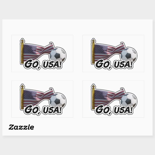米国サッカーファン囲碁 長方形シール (シート)