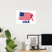 米国サッカー国旗 ポスター (ホームオフィス)