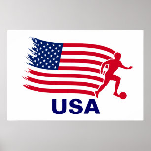 米国サッカー国旗 ポスター