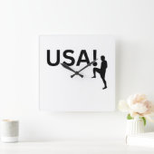 米国サッカー選手 スクエア壁時計 (ホーム)