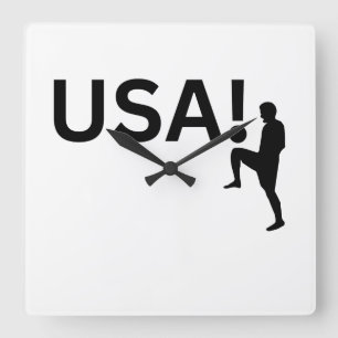 米国サッカー選手 スクエア壁時計