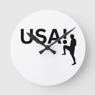 米国サッカー選手 ラウンド壁時計
