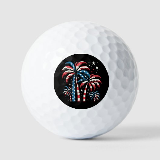 米国サマー国旗7月4日 ゴルフボール (正面)