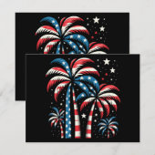 米国サマー国旗7月4日 セーブザデート (正面/裏面)