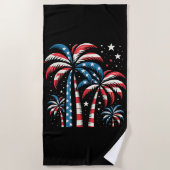 米国サマー国旗7月4日 ビーチタオル (正面)