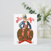 米国サムおじさん7月愛国心ヴィンテージ第4日 ポストカード (スタンド正面)