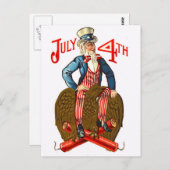 米国サムおじさん7月愛国心ヴィンテージ第4日 ポストカード (正面/裏面)