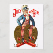 米国サムおじさん7月愛国心ヴィンテージ第4日 ポストカード (正面)