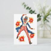 米国サムおじさん7月愛国心ヴィンテージ第4日 ポストカード (スタンド正面)