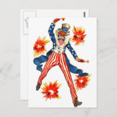 米国サムおじさん7月愛国心ヴィンテージ第4日 ポストカード (正面/裏面)