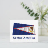 米国サモア国旗と名前ともにサモア諸島 ポストカード (スタンド正面)