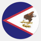 米国サモア国旗 ラウンドシール (正面)